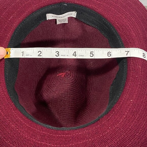 By Anthropologie Cusco ranch hat wine red O/S Polyester Blend Brown Band - Picture 6 of 9